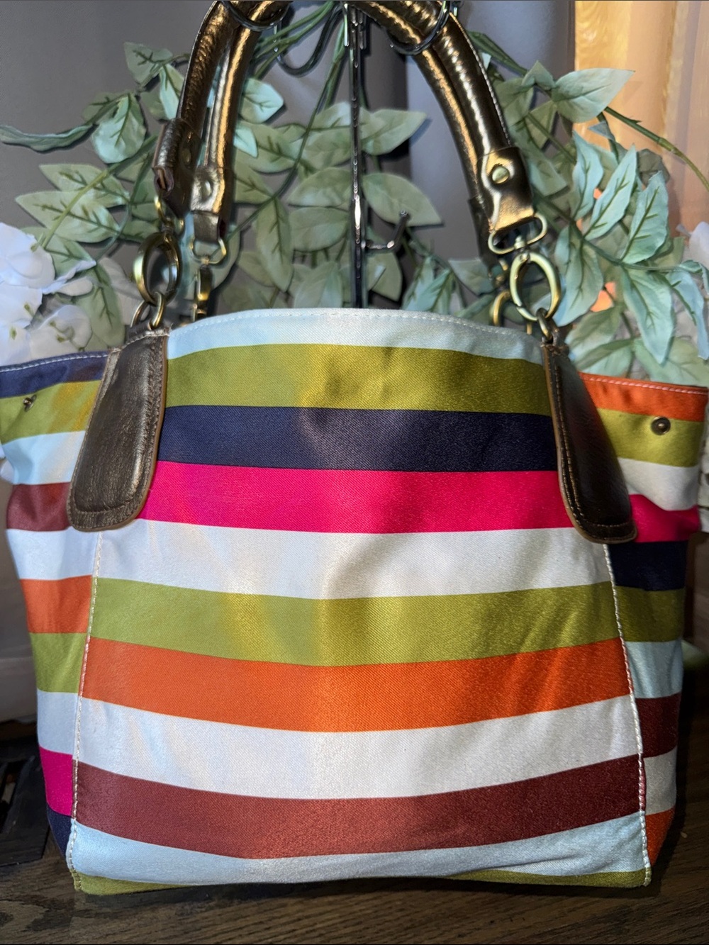 Multicolor Striped Tote Bag - Bright Stripe Handbag